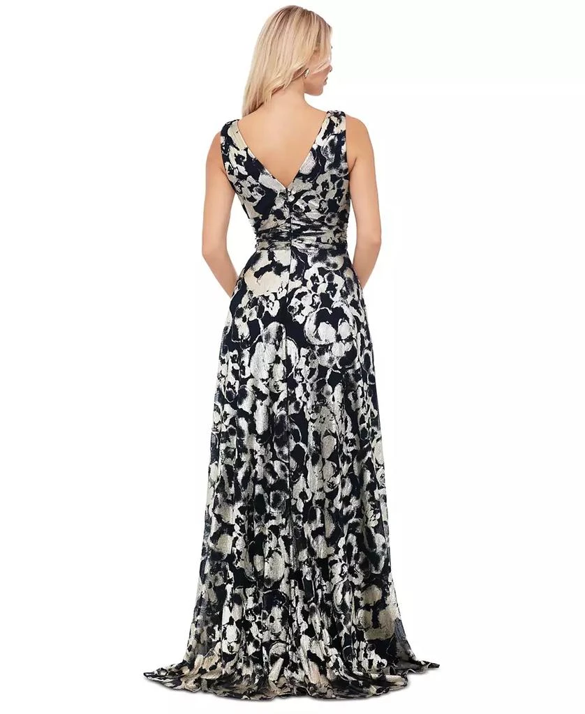 Betsy & Adam Petite Metallic Floral-Print Evening Gown 2