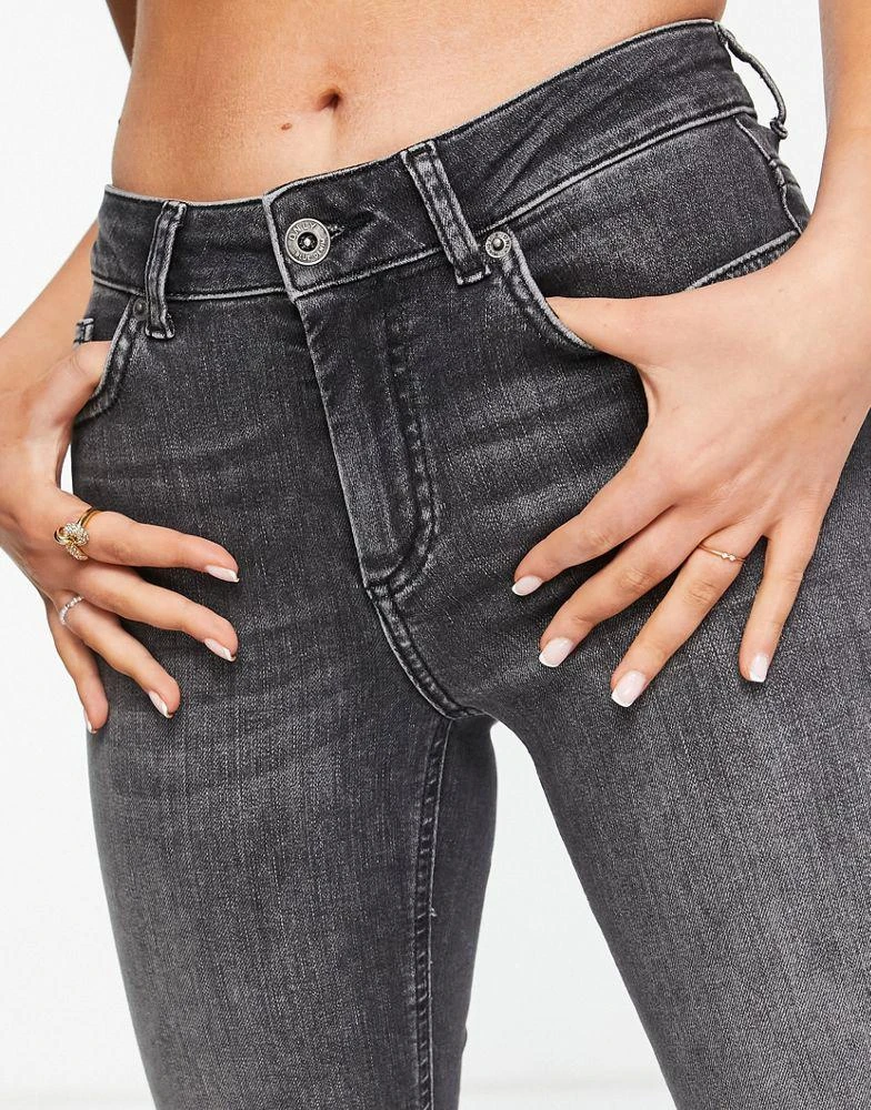 ONLY Only Blush high waisted side split flared jeans in washed black 3
