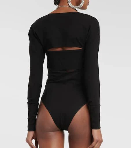 AREA Chain-link crystal-embellished jersey bodysuit 4