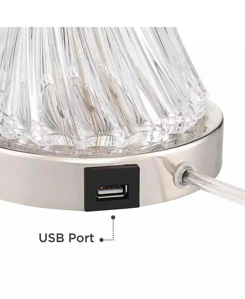 Regency Hill Luca Modern Table Lamps 25 1/2" High Set of 2 Twisted Glass with USB Charging Port White Drum Shade for Bedroom Living Room Office Desk 9