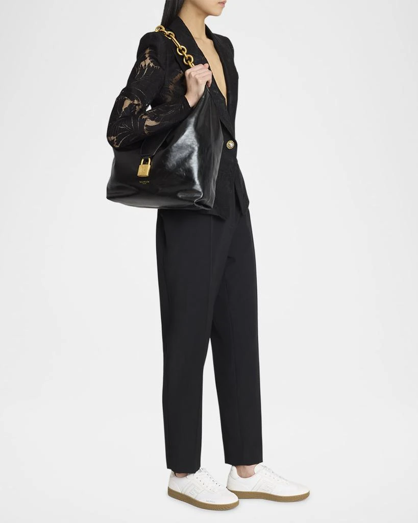 Balmain Sync Hobo Bag in Calfskin Leather 6