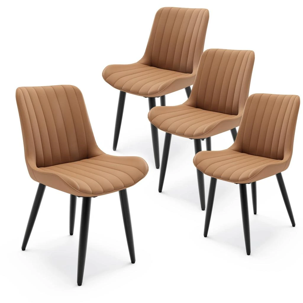 Streamdale Furniture Streamdale Set of 4 Modern PU Leather Dining Chairs with Cushions
Metal Legs