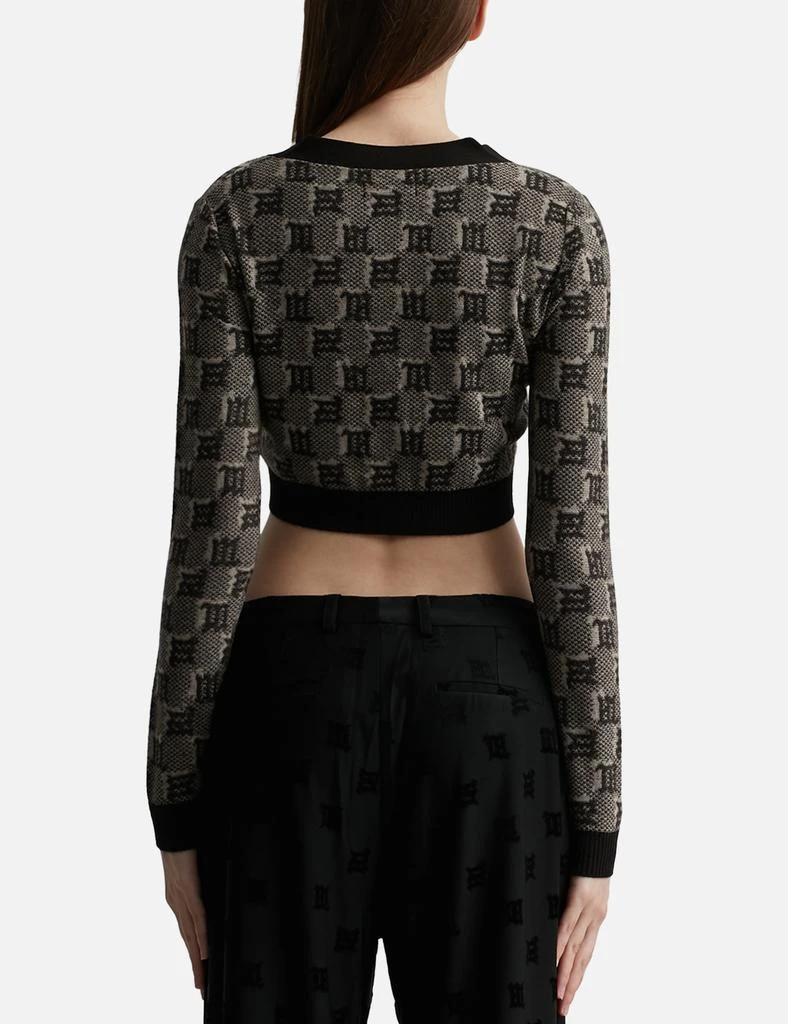 Misbhv Silk Wool Knitted Monogram Cropped Cardigan 3