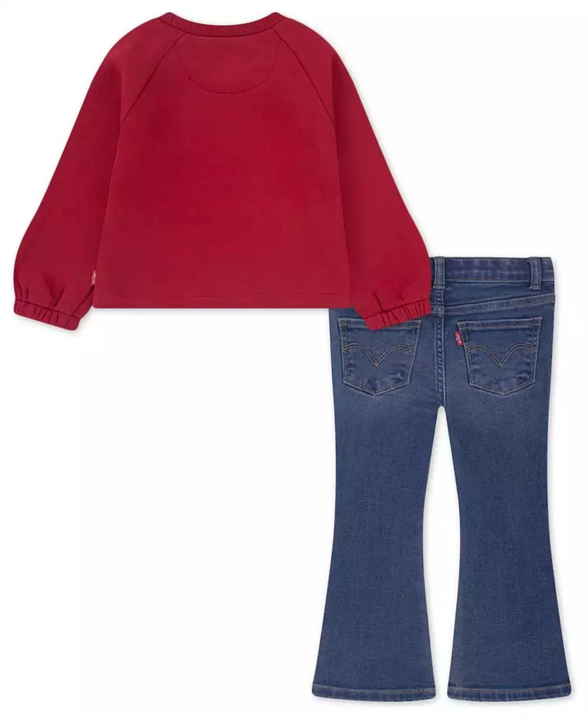 Levi
s Toddler Girls 2-Piece Ruched Crewneck Sweatshirt and Flared Jeans Set 2