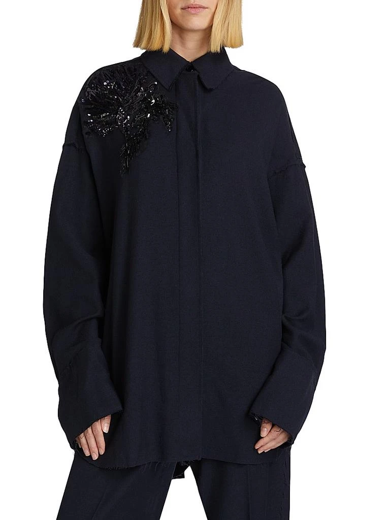 Jason Wu Embellished Wool Button-Up Shirt 3