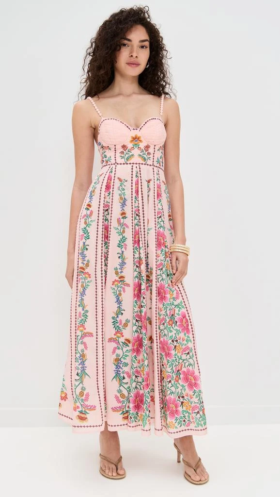 Farm Rio Delicate Forest Pink Maxi Dress 1