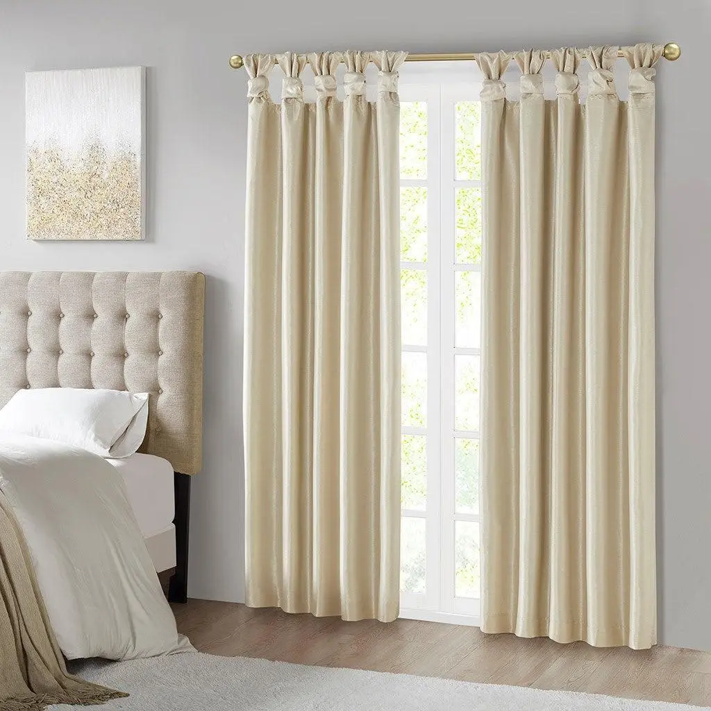 BreeBe Twist Tab Total Blackout Window Curtain Panel Champagne 50x84' Blackout