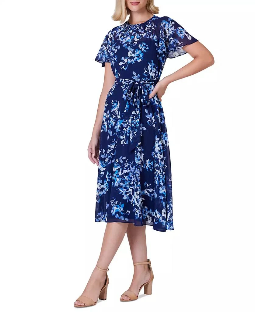 Jessica Howard Women's Belted Floral Chiffon Midi Dress 3