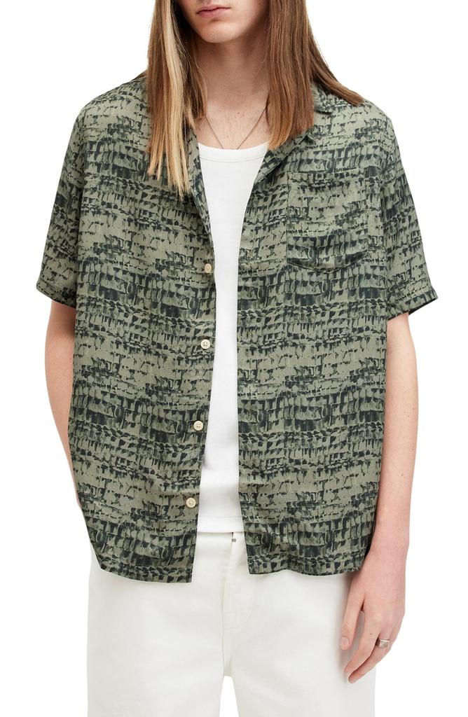 ALL SAINTS Liszt Short Sleeve Cotton Button-Up Shirt