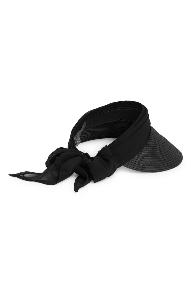 Vince Camuto Chiffon Tie Bow Straw Visor