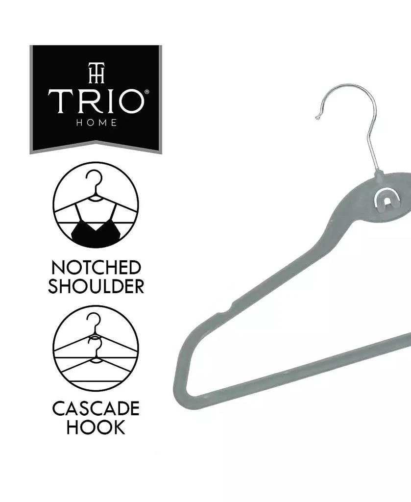 Trio Essentials 20PK Heavy Duty Velvet Hangers with Cascade Hook, 360 Degree Rotatable Hook Grey 3