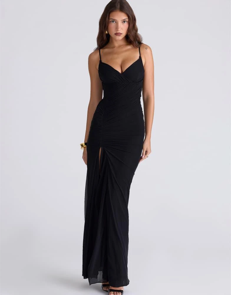 house of cb black long dress Rent HOUSE OF CB Anabella Lace Up Maxi (Black) main image 0