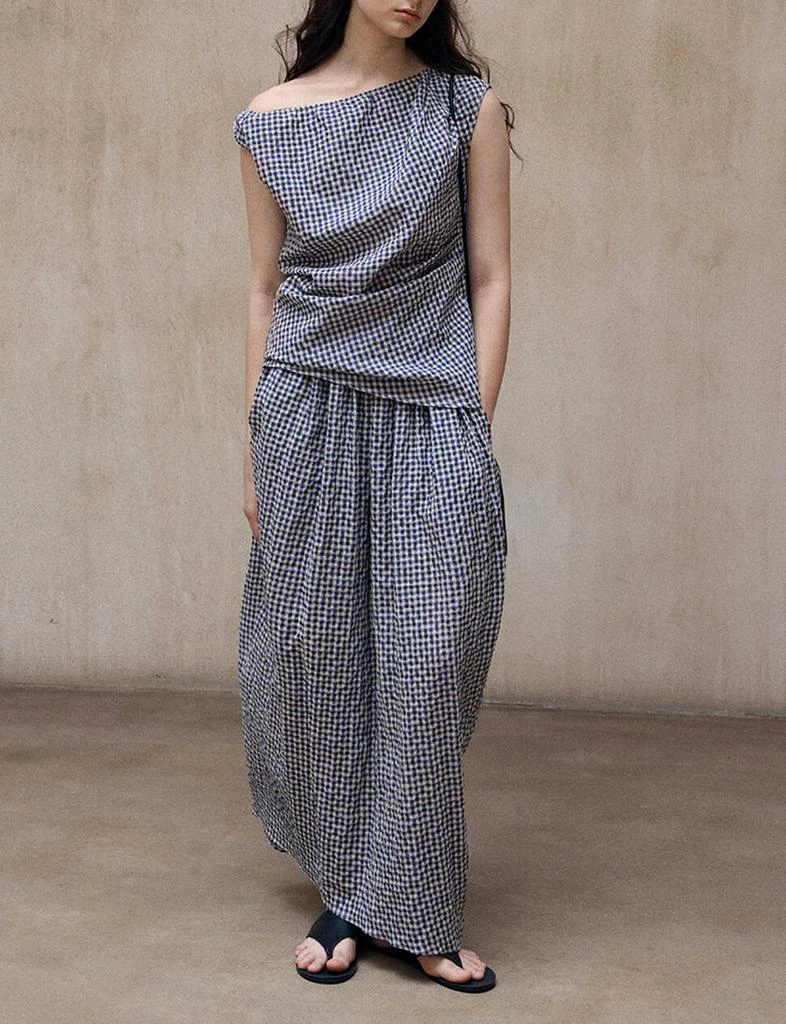 Pixie Market Gingham Asymmetric Draped Top 5