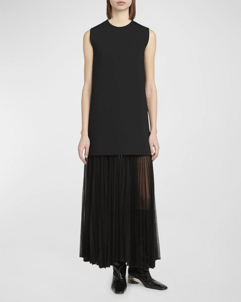 Jil Sander Pleated Sheer-Skirt Sleeveless Maxi Dress 1