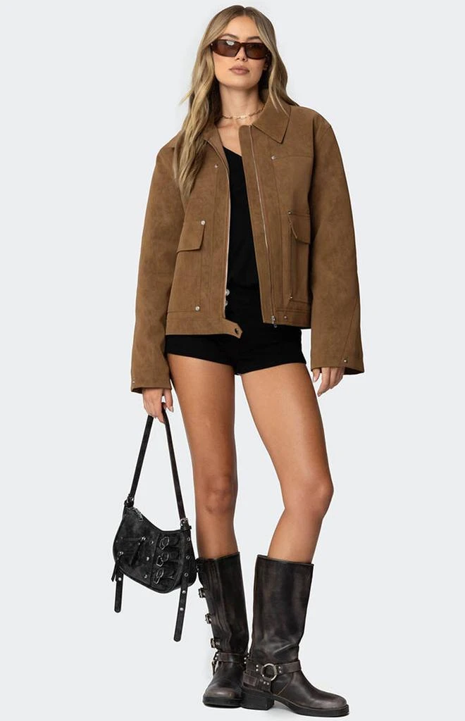 Edikted Annabelle Oversized Faux Suede Jacket 2