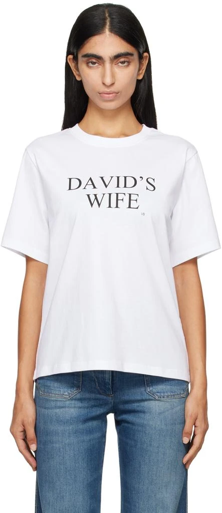 Victoria Beckham White 'David's Wife' Slogan T-Shirt 1
