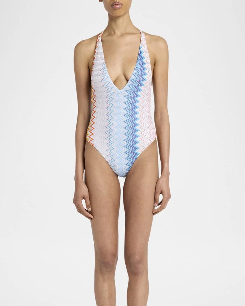 Missoni Shaded Chevron Plunge One-Piece Swimsuit 4