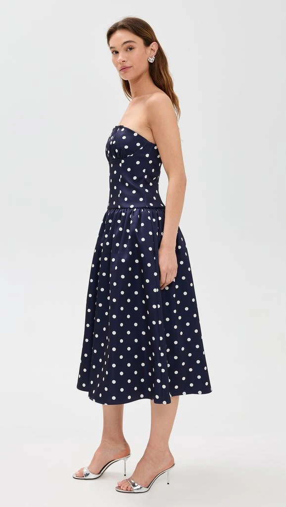 Self Portrait Navy Polka Dot Satin Midi Dress 3