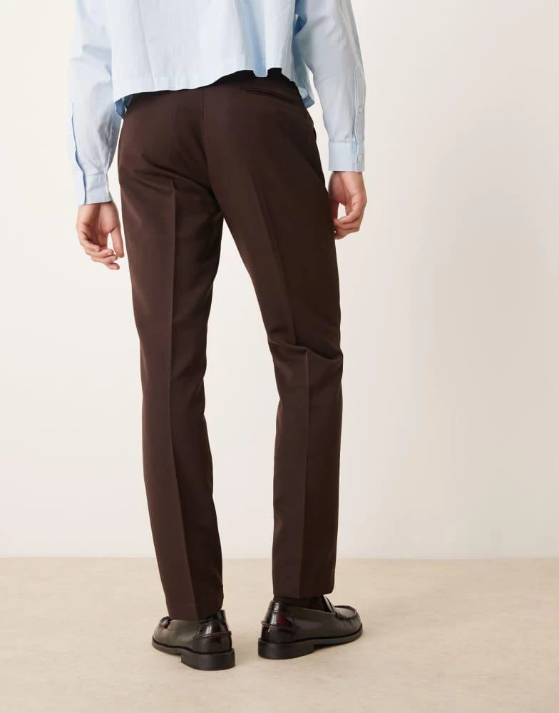 ASOS ASOS DESIGN smart slim fit trousers in brown 3