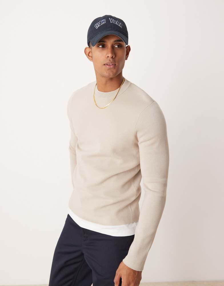 Mango Mango long sleeve jersey sweat in beige