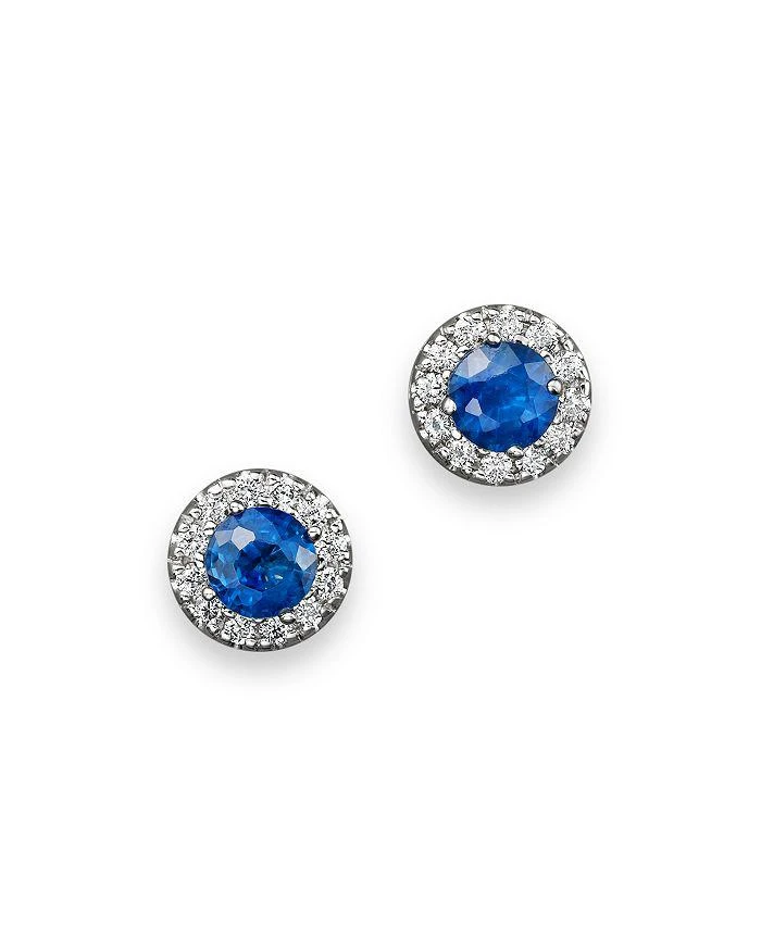 Bloomingdale
s Blue Sapphire and Diamond Halo Stud Earrings in 14K White Gold