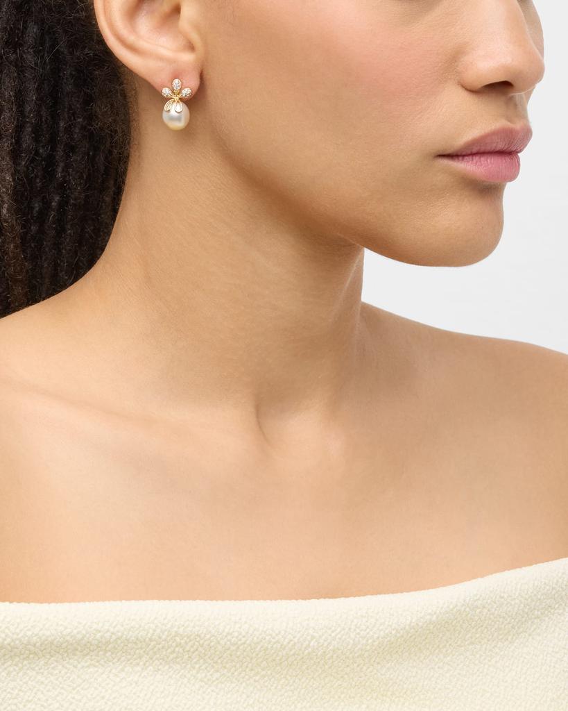 BELPEARL 18K Diamond and 10-11mm South Sea Pearl Earrings