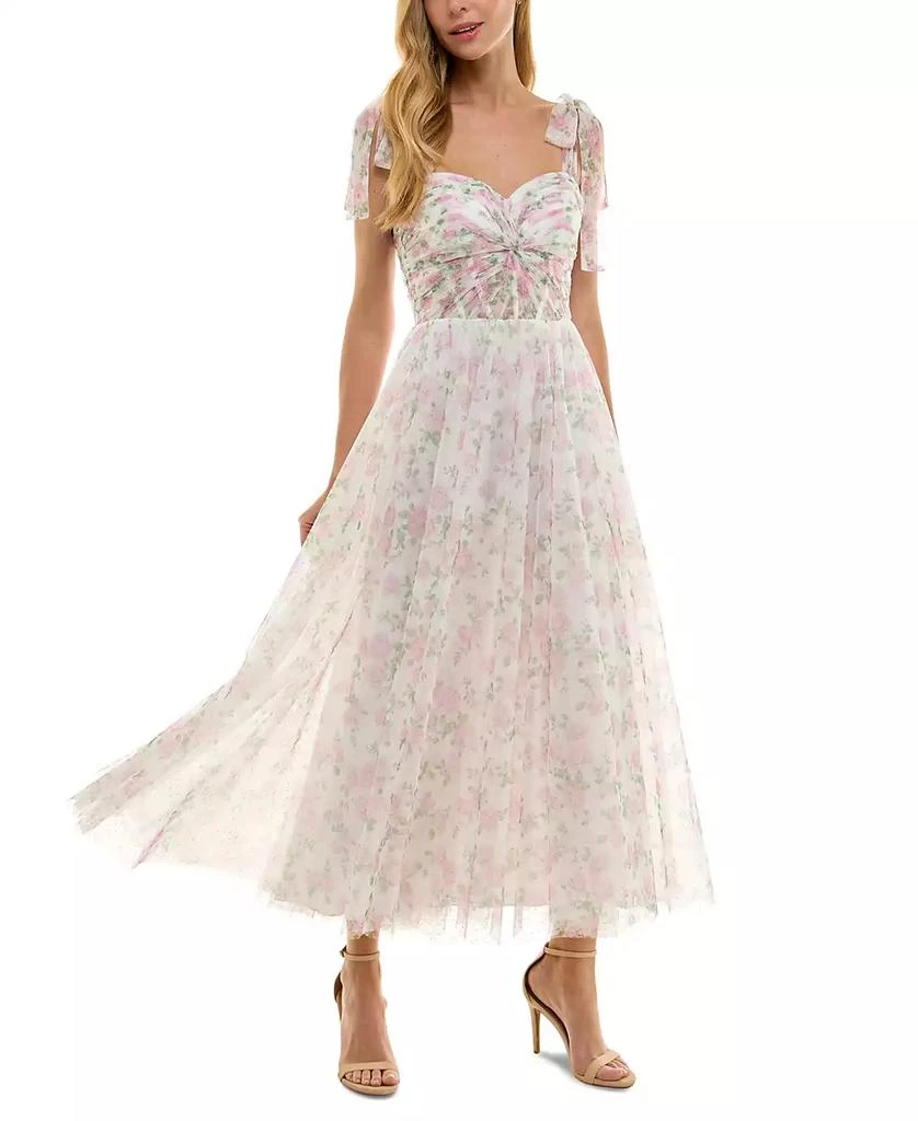 SENI & CADE Juniors' Twist-Front Shoulder-Tie Midi Dress 4