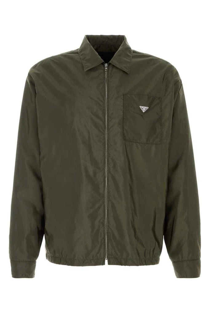 Prada Triangle-Logo Zipped Shirt