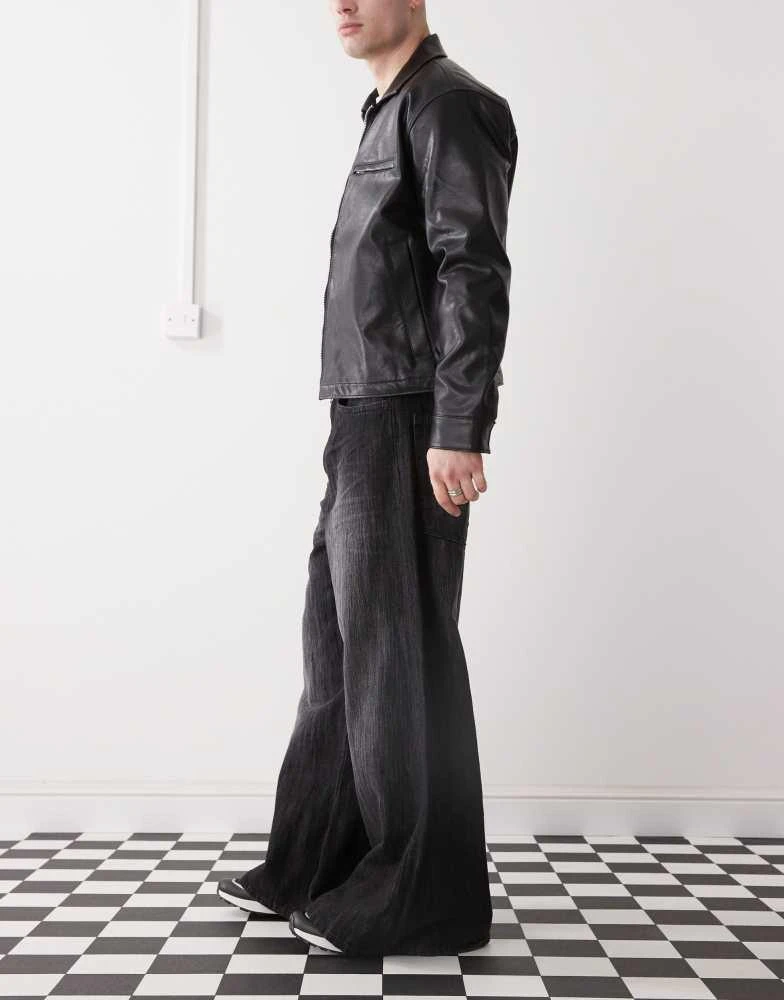 Cheap Monday Cheap Monday Rad super wide leg skater jeans in black streaky wash 3