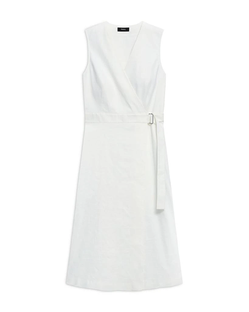 Theory Sleeveless Linen Blend A-line Wrap Dress 6