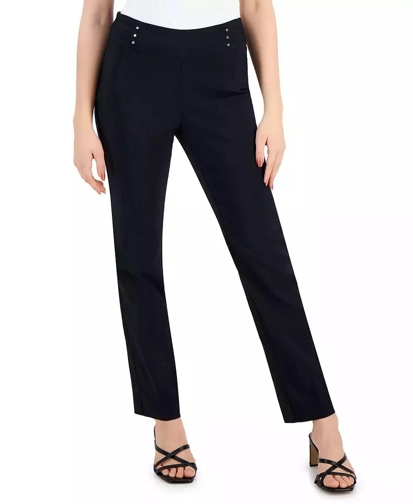 JM Collection Petite Studded-Rivet Straight-Leg Pants, Petite & Petite Short, Created for Macy's 1