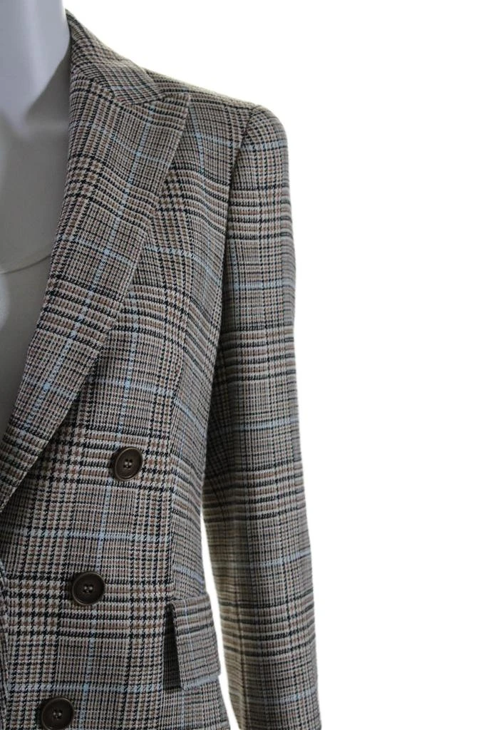 Akris Womens Double Breasted Glen Plaid Jacket Brown Multi Wool 2