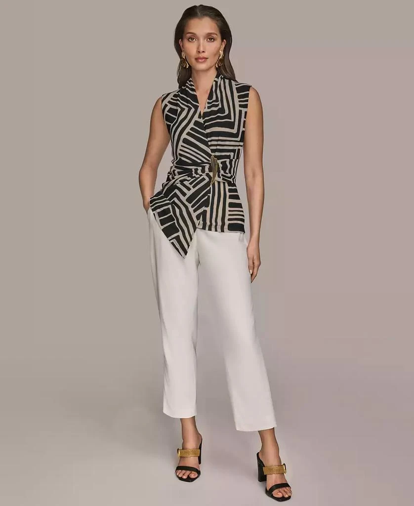 Donna Karan Women's Sleeveless Printed V-Neck Top 5