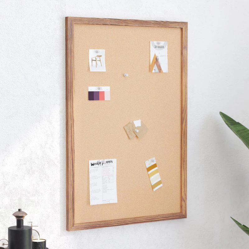 Merrick Lane Cristal 24 x3 6 Cork Display Board With Wooden Frame And Push Pins 1