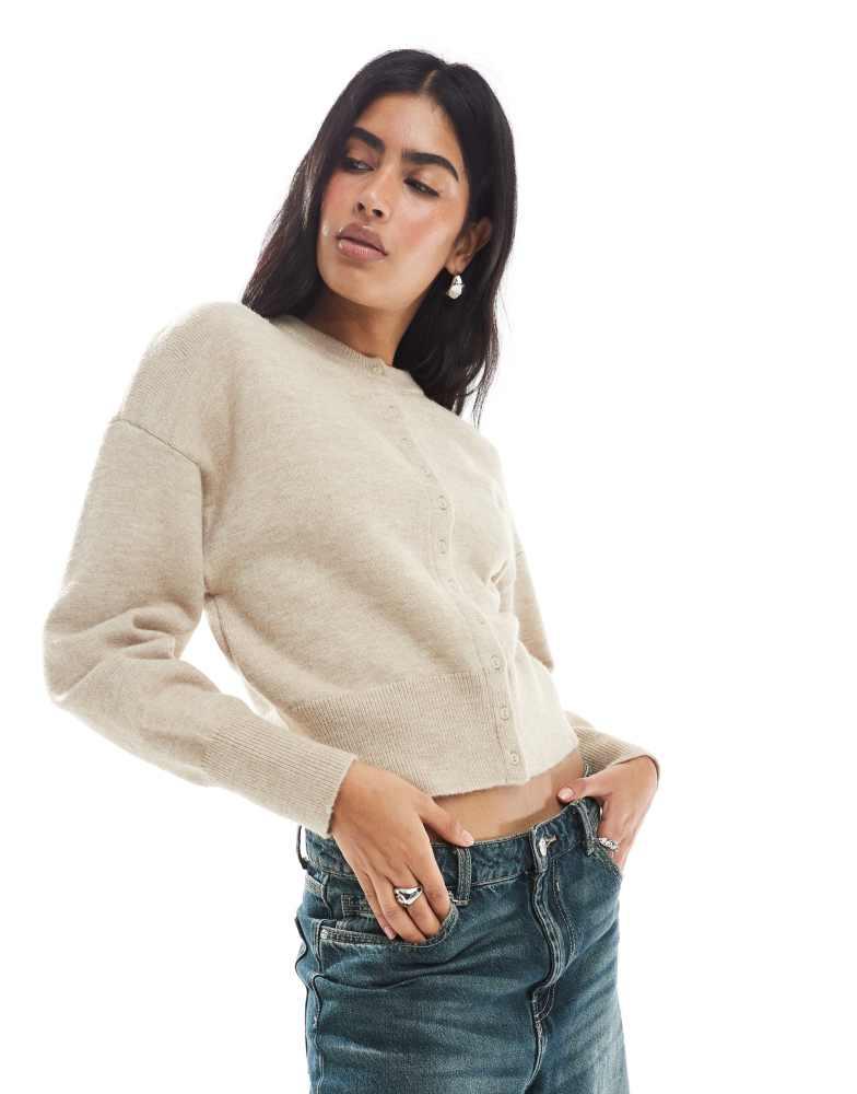 Daisy Street Daisy Street fitted waist cardigan in oat