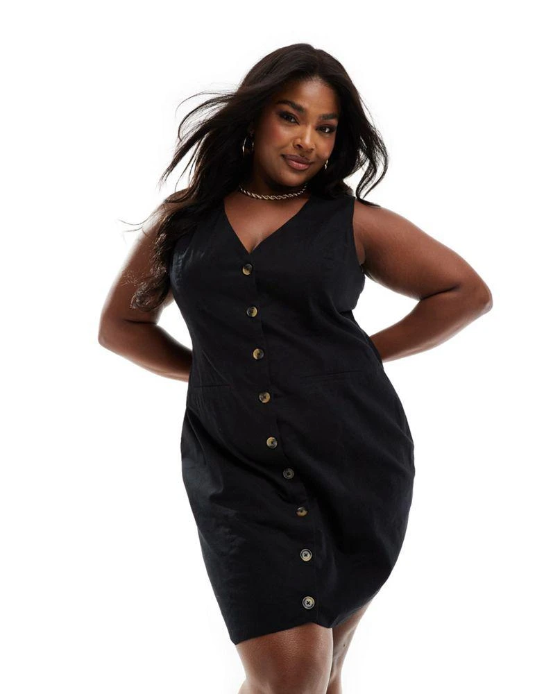 asos black linen dress ASOS Design - Mini Dress - Women - Linen Blend - 8 US