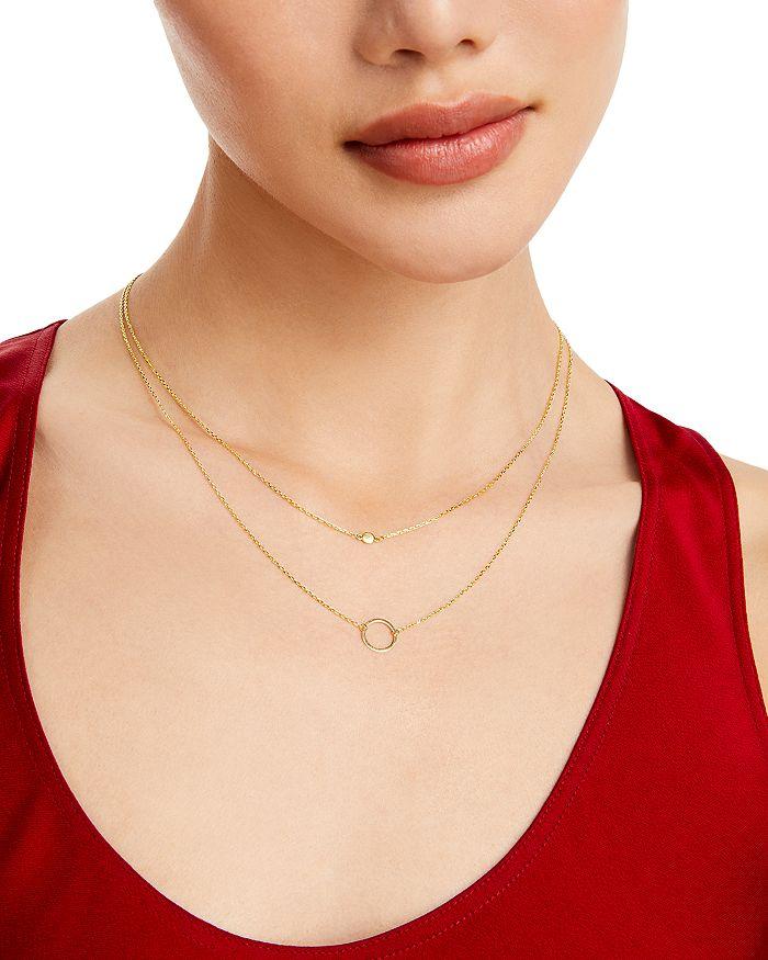 Moon & Meadow Layered Circle Pendant Necklace in 14K Yellow Gold, 17" - Exclusive