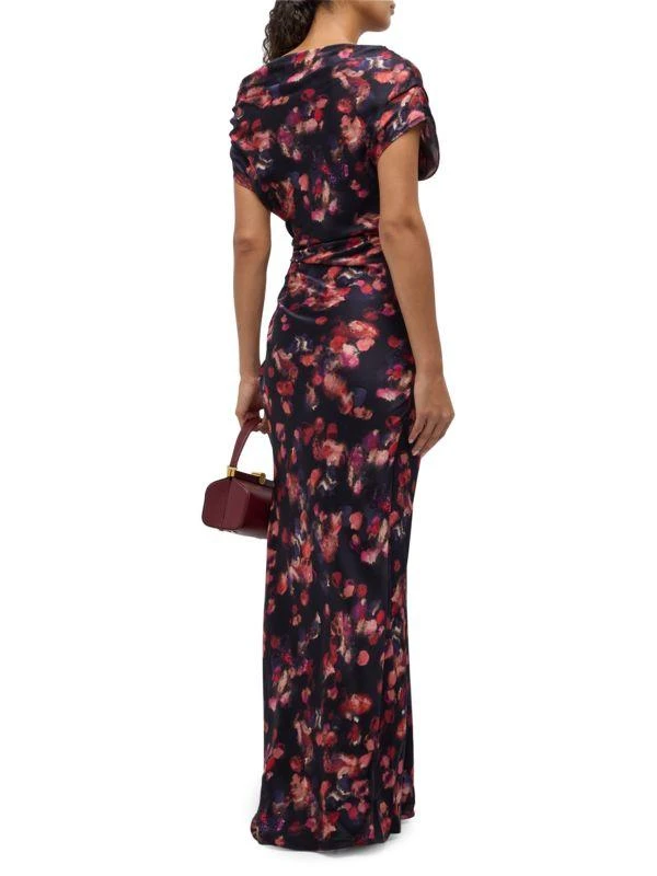 A.L.C. Poppy Printed Draped Silk-Blend Gown 3