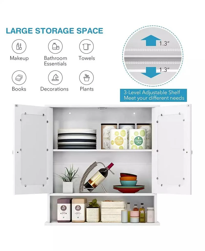 SUGIFT Bathroom Wall Mount Mirror Cabinet Organizer-White 10