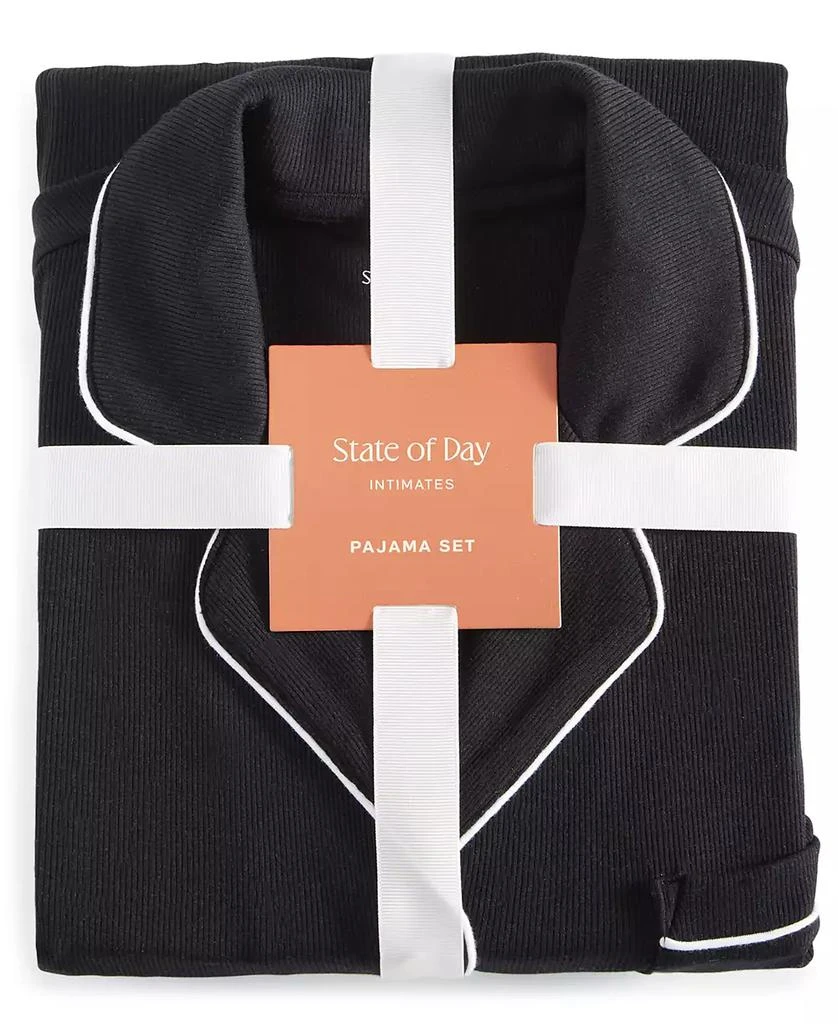 State of Day Women's 2-Pc. Packaged Ribbed Notched-Collar Pajamas Set XS-3X, Created for Macy's 3