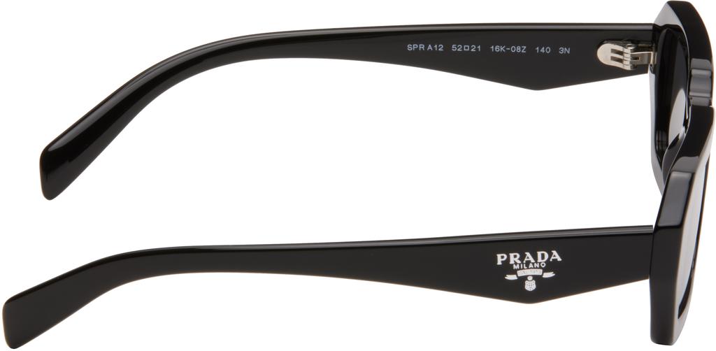 Prada Black Angular Rectangle Acetate Sunglasses
