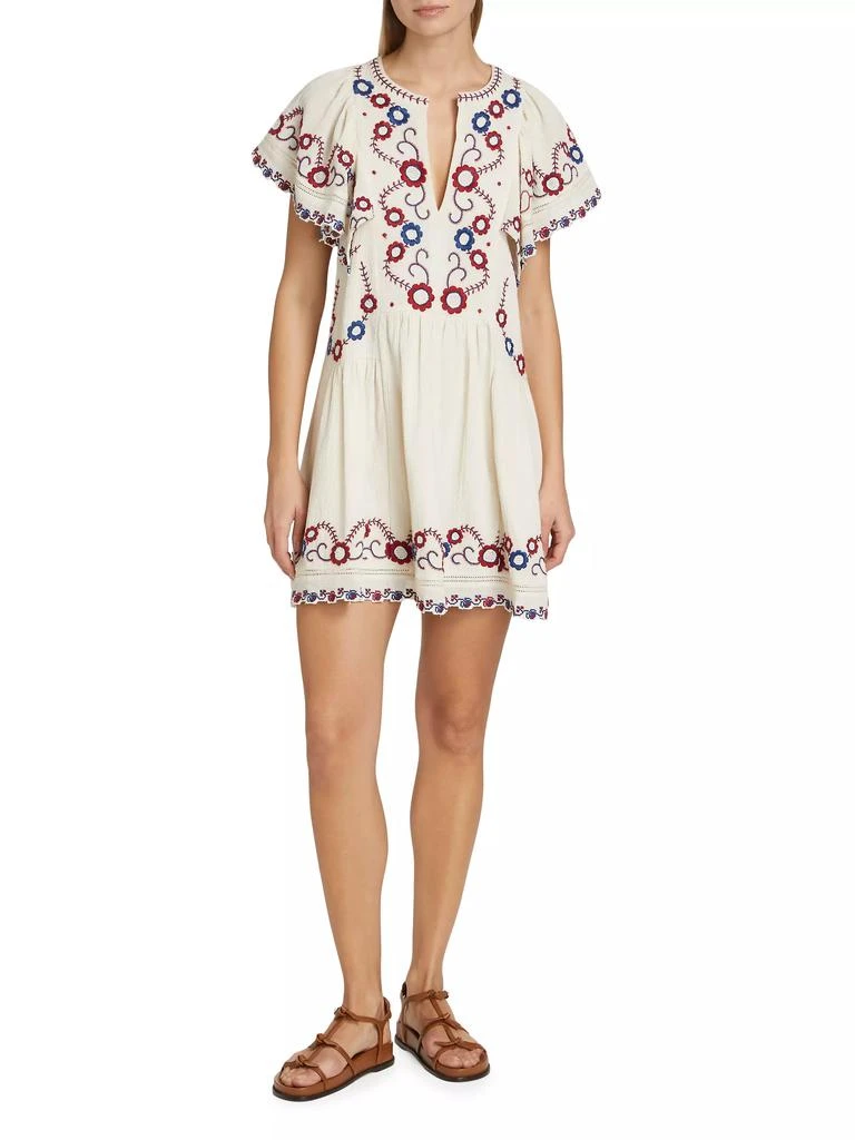 Sea Soren Cotton Floral-Embroidered Minidress 2