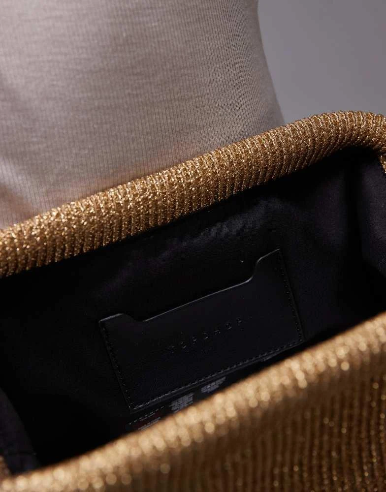 Topshop Topshop Geela oversized weave grab clutch bag in gold 4