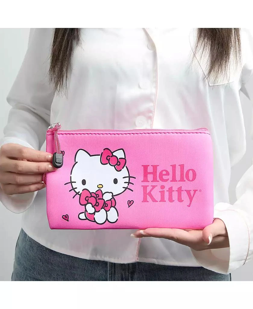 Hello Kitty Makeup Bag Official License, Pink Neoprene Zip Pouch for Travel, Sanrio Travel Gifts 3
