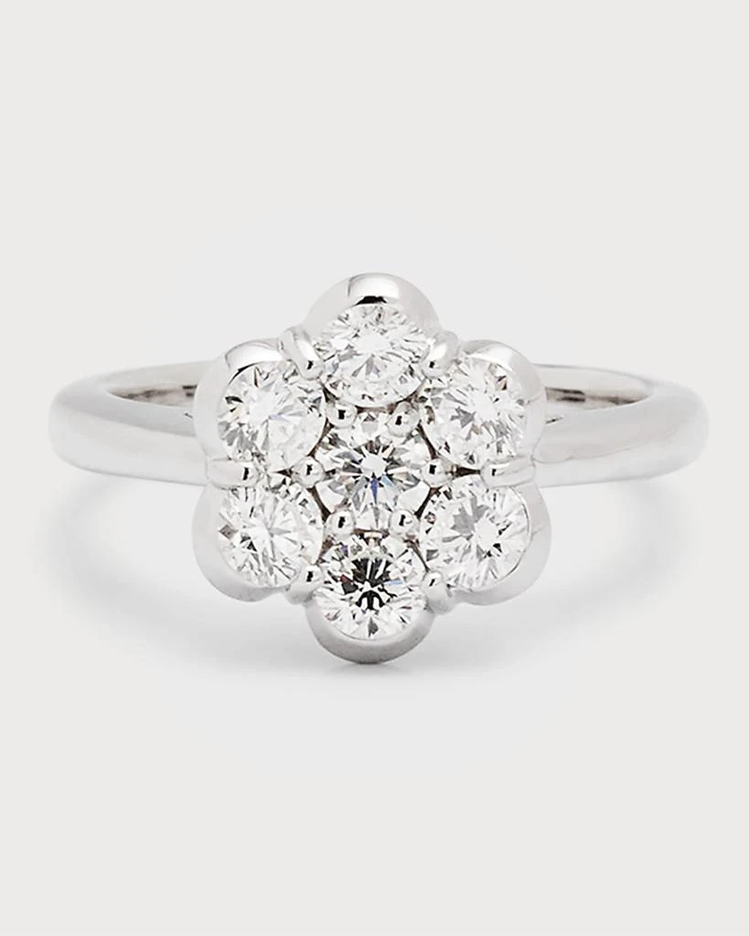 Bayco 18k White Gold Flower Diamond Ring, Size 6 and 7 1