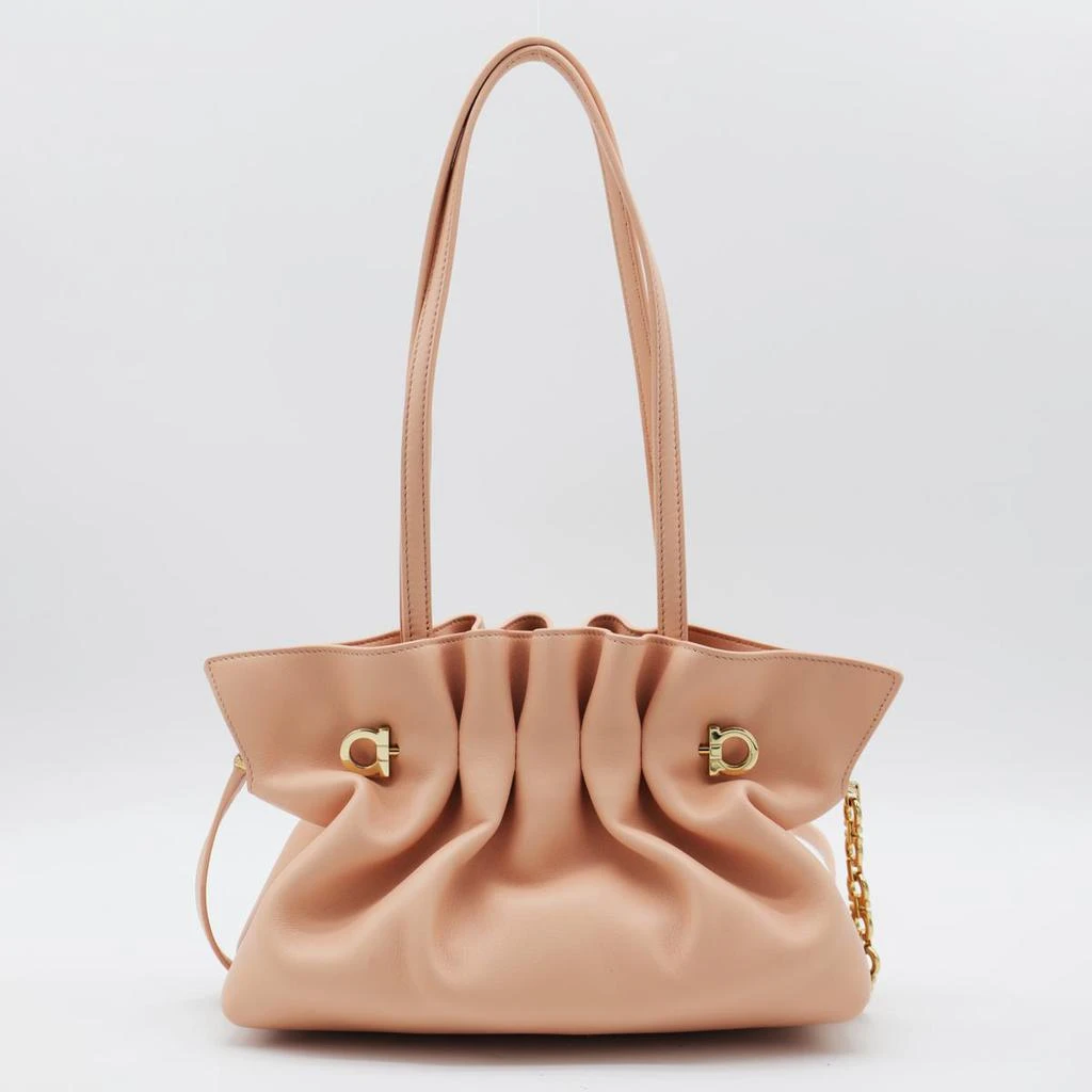Salvatore Ferragamo Salvatore Ferragamo Light Pink Piercing S Leather Top Handle Bag 2