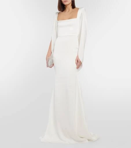 Alex Perry Bridal Portrait cape-detail satin gown 2