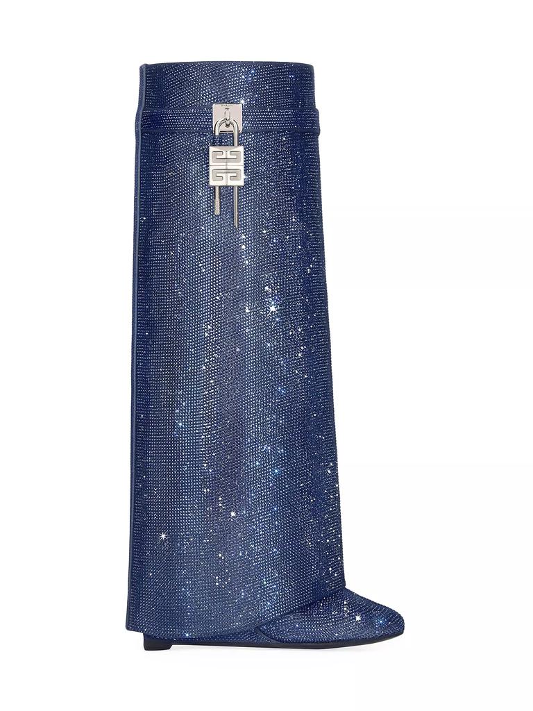 Givenchy Shark Lock Boots In Satin With Strass