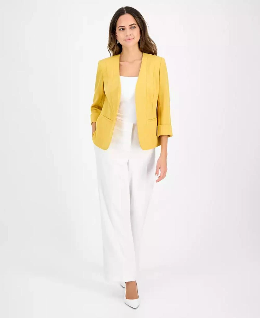 Kasper Women's Stretch Crepe Open-Front Roll-Sleeve Jacket, Regular & Petite 2