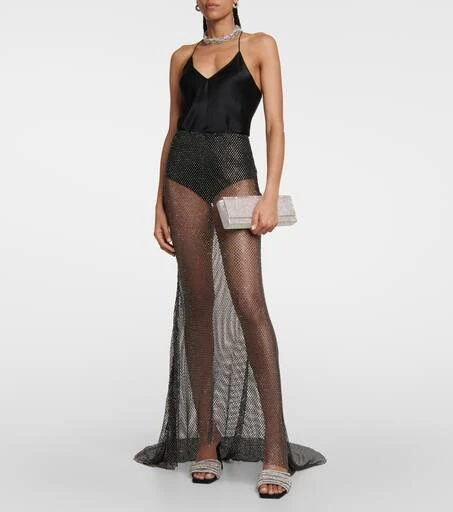GIUSEPPE DI MORABITO Crystal-embellished mesh maxi skirt 2